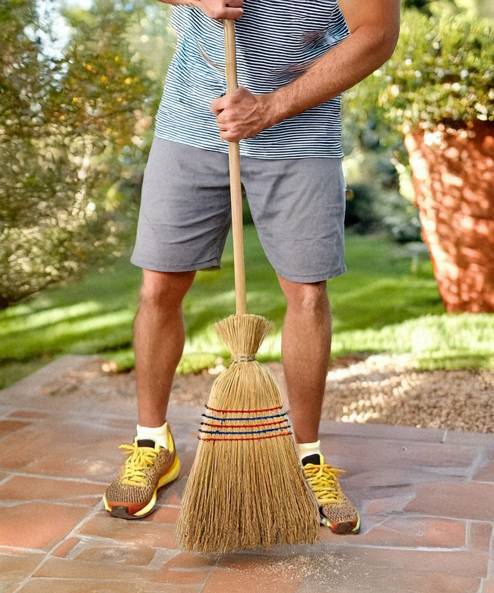 Traditional Corn Broom With Handle - Medium Stiff